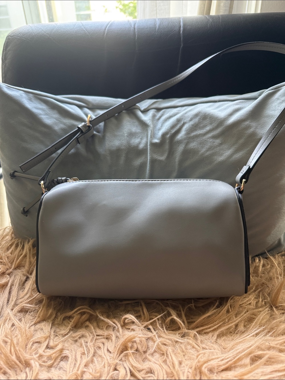 H&M Gray Leatherette Shoulder Crossbody Bag